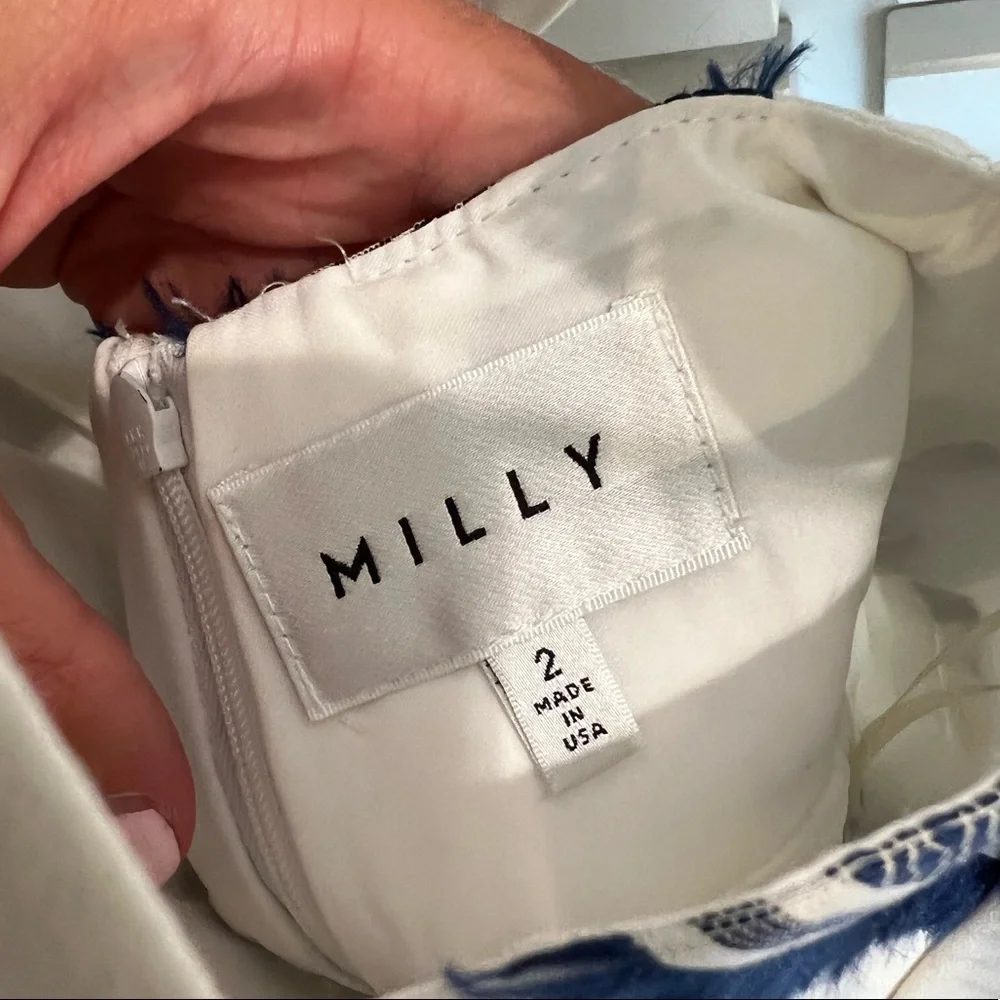 Milly White Dress with Blue Embroidery - Picture 6 of 9